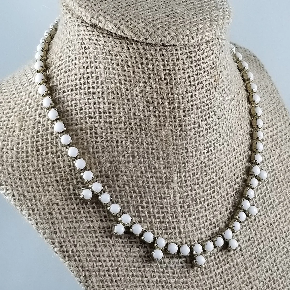 Coro 1940's Milk Glass Waterfall Fringe Gold-Tone Necklace -2.jpg