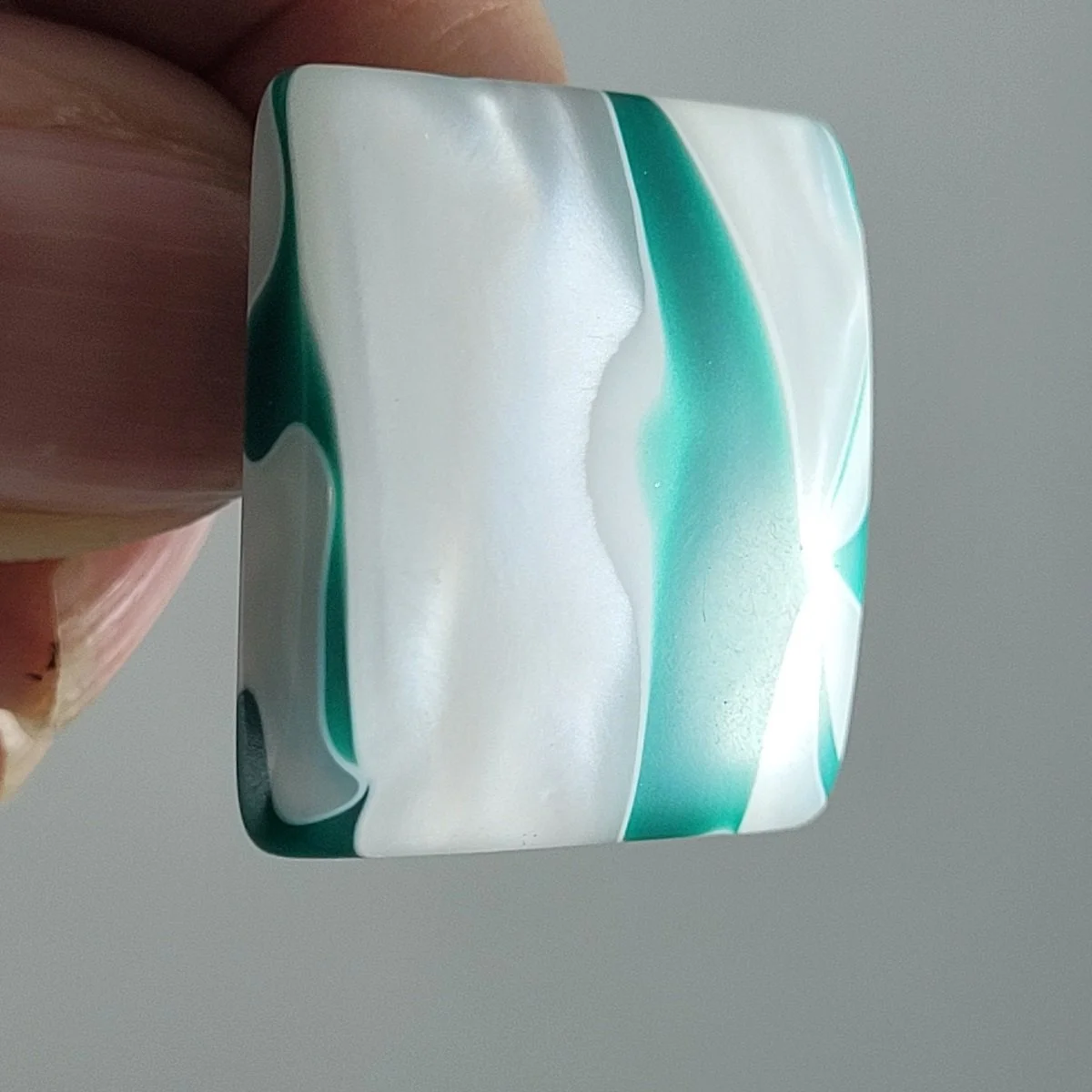 Marbled Pearlized Milky White Infused Emerald Green Swirl Lucite Square Pierced Earrings -8.jpg (Copy)