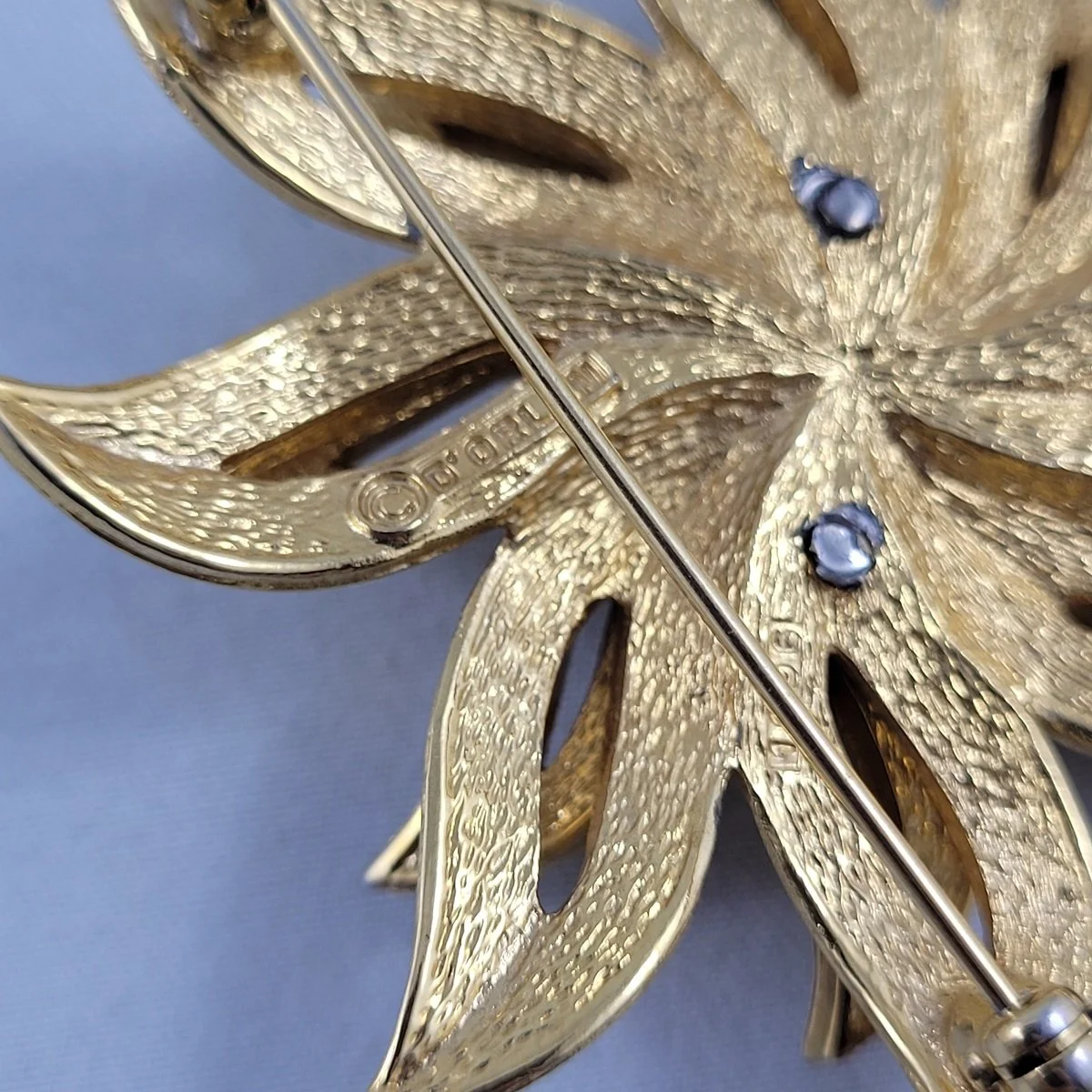 D'Orlan Brushed 22K Gold Flower Perforated Petal Triple Layer 3D Brooch 1196 -4.jpg (Copy)