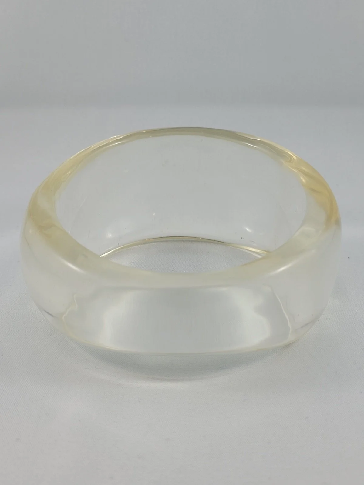 Archival Modernist “Ice” Series Space Age Asymmetric Freeform Champagne Lucite Oversized Bracelet Bangle -2.jpg