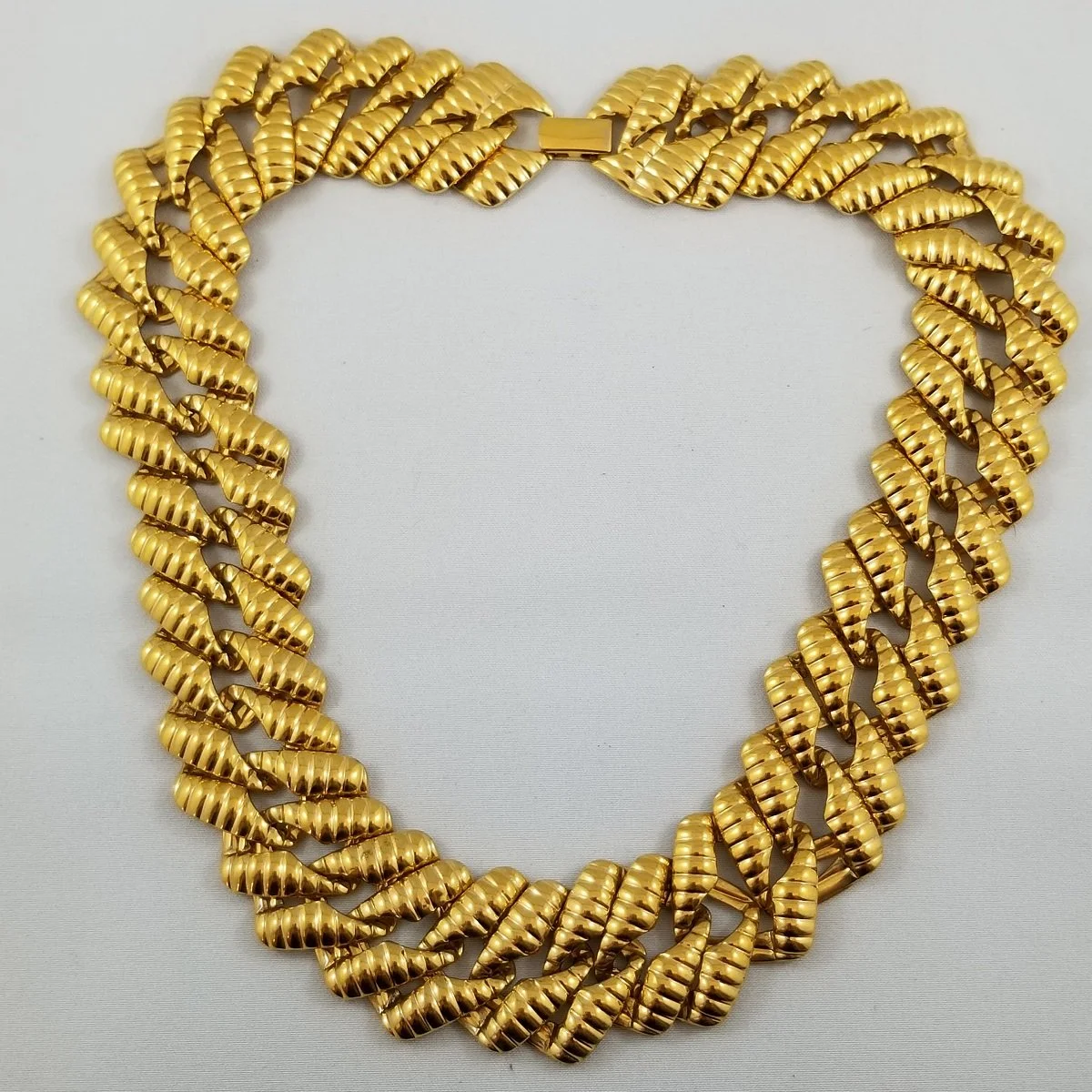Napier Brutalist Tessellated Link Gold-tone Choker Necklace Patented.jpg