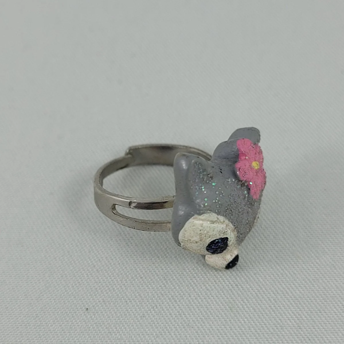 Children's Adjustable Sparkling Grey Fox Ring.jpg