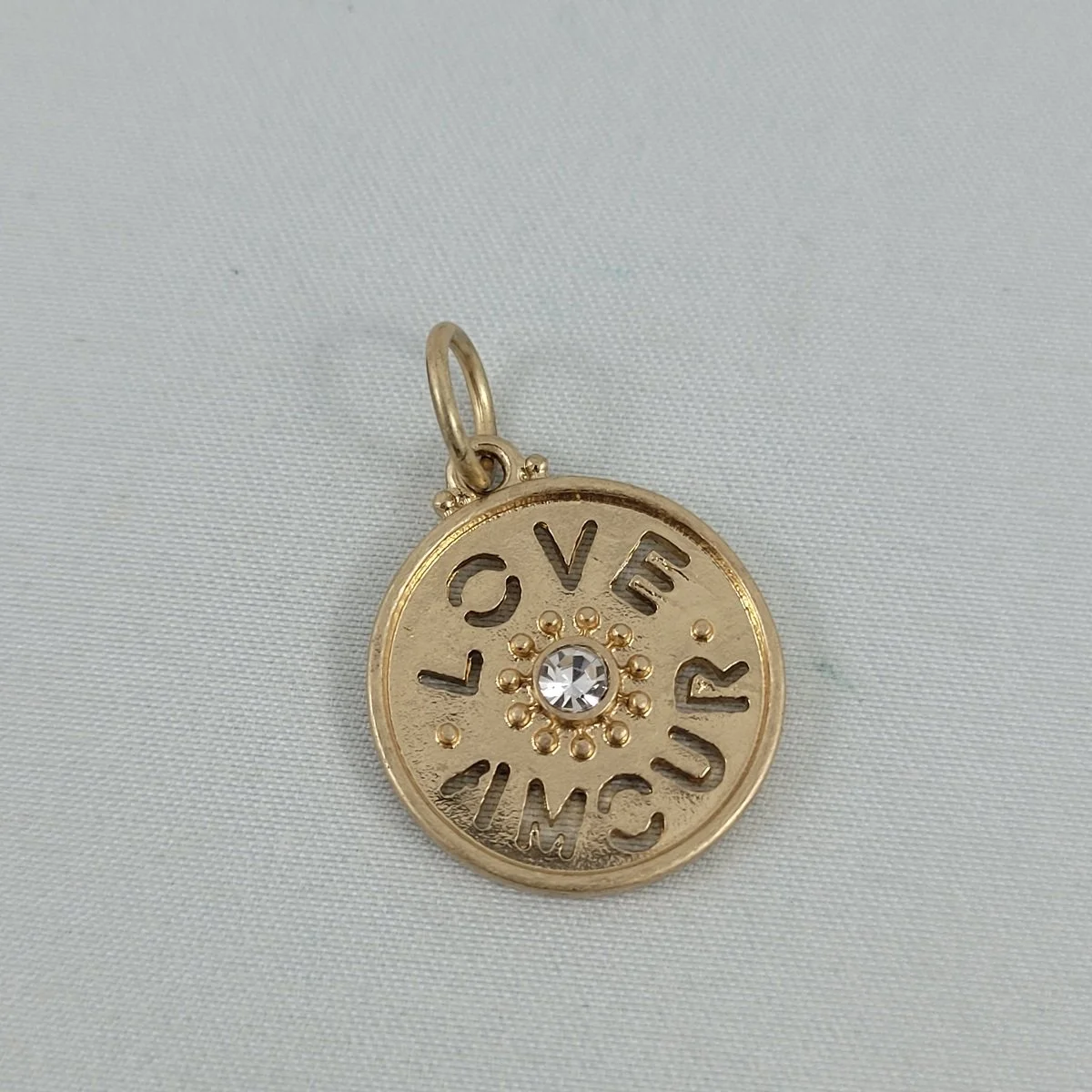 Love Amour 21mm Gold-tone Medallion Coin Pendant w Rhinestone.jpg