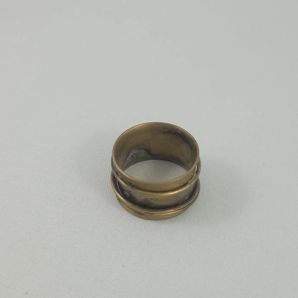 Rustic .5 Inch Wide Brass Slightly Flared Ring Size 7.5 Top View