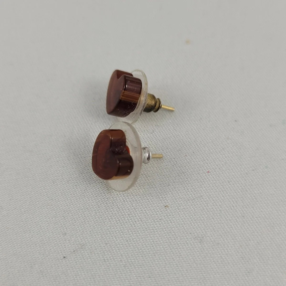 Faux Deep Red Amber Resin 7mm Heart Pierced Stud Earrings -1.jpg