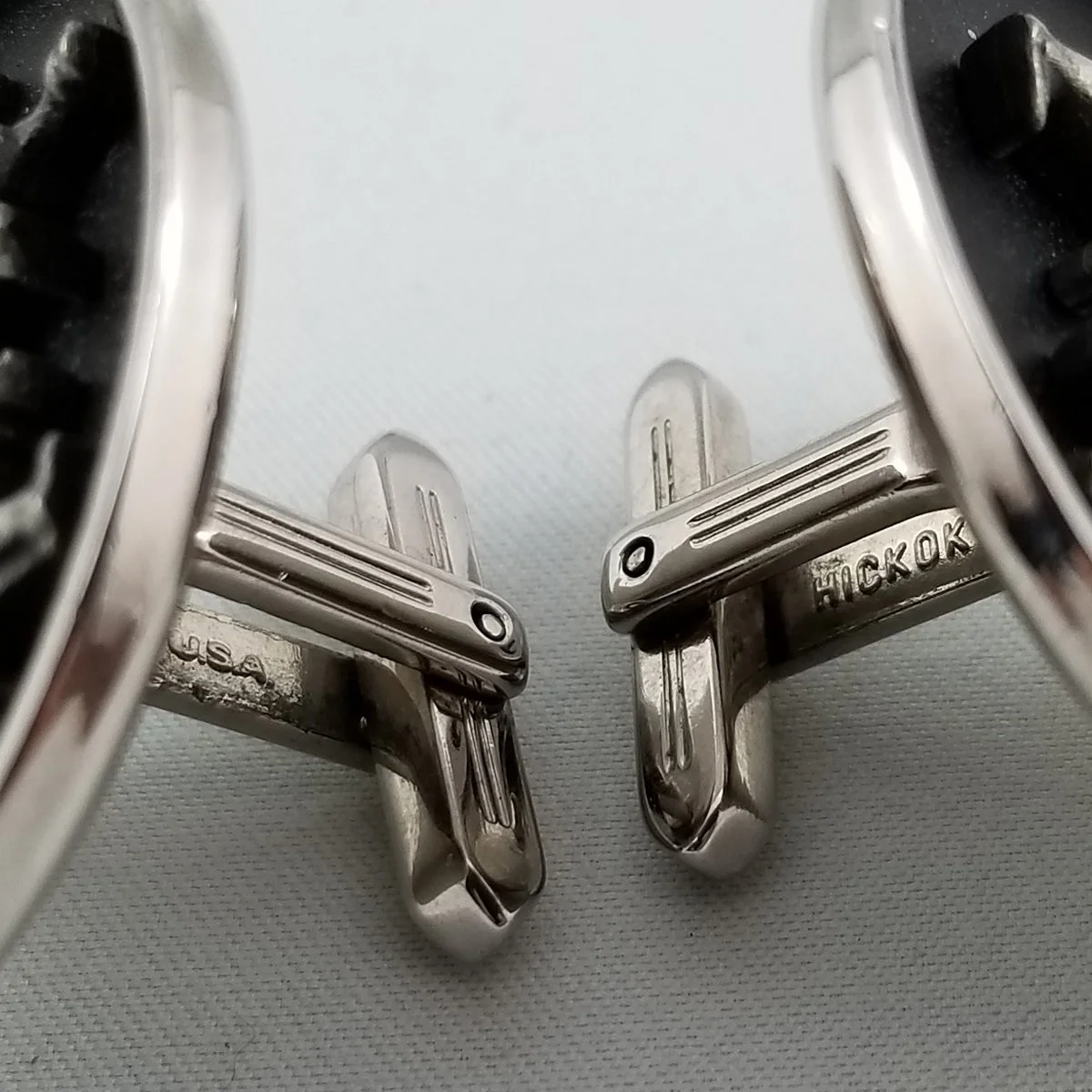 Hickok USA MCM Oversize Matador Bull Fighter Shadowbox Pewter Enamel Cufflinks -3.jpg