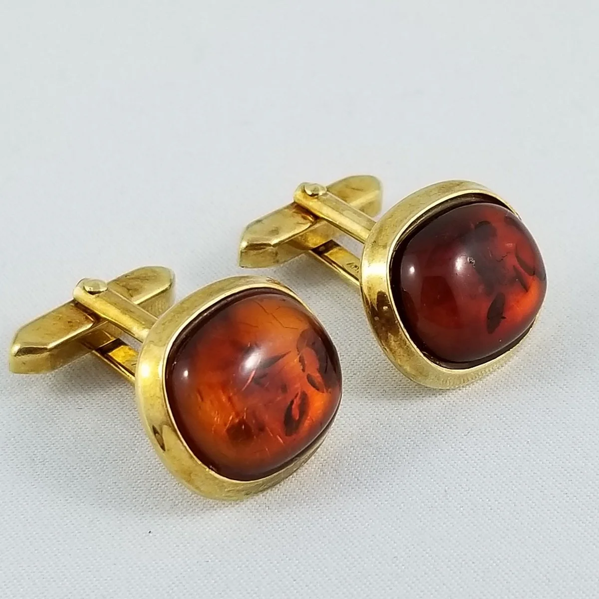 Amerik Amerikaner 1960's “Double” Gold-Filled Cognac Amber Cufflinks.jpg