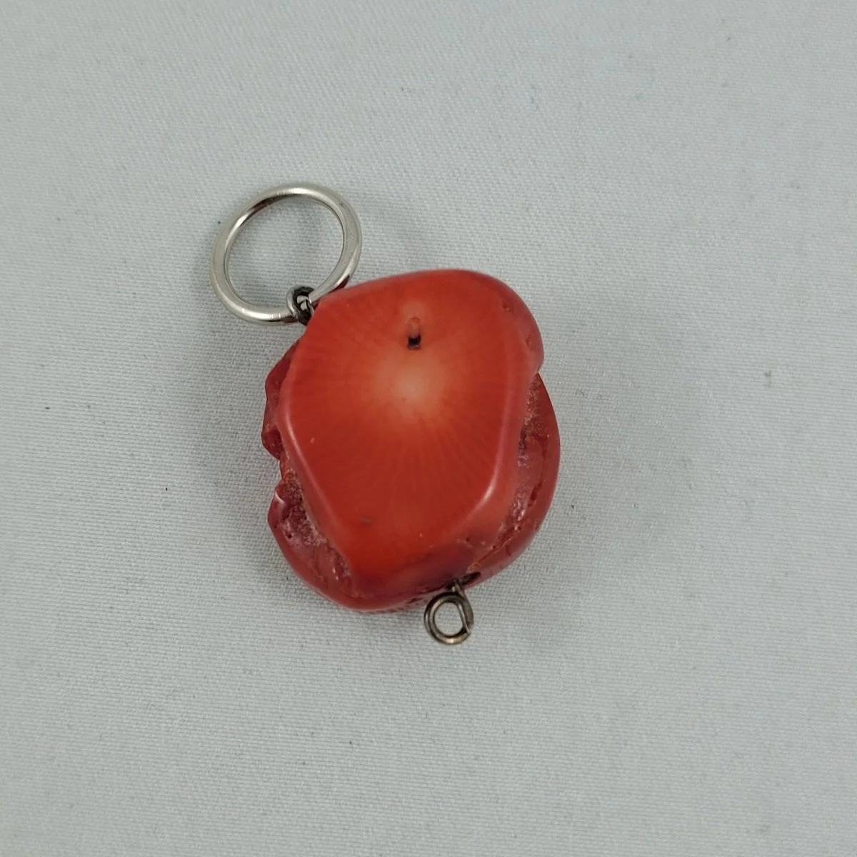 Genuine Dyed Coral Freeform Nugget Silver-tone Pendant Drop.jpg