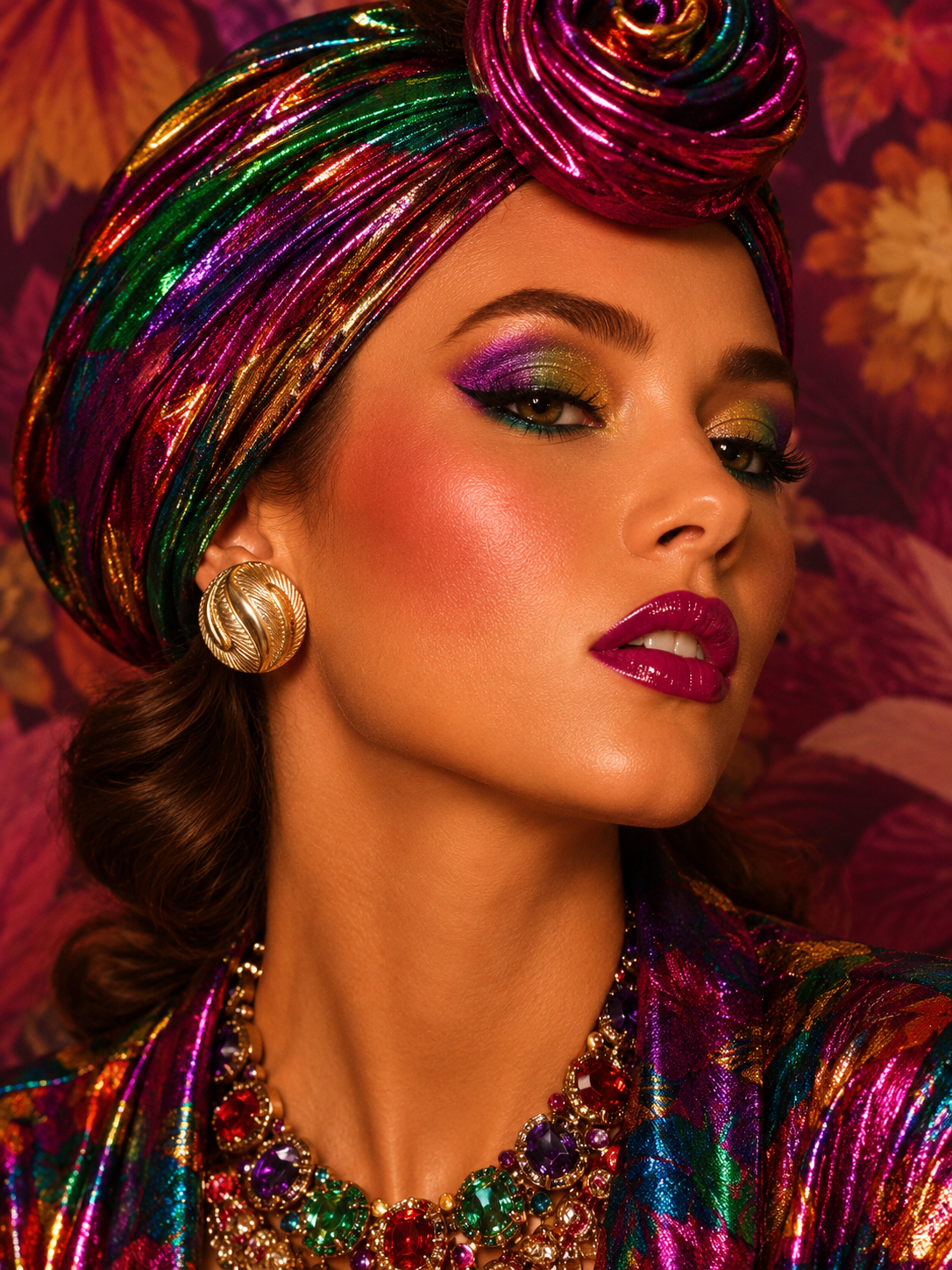 Alfred Philippe Crown Trifari 1954 Trifarium Gold-plated Textured Paisley Swirl Clip-on Earrings - MODEL.png