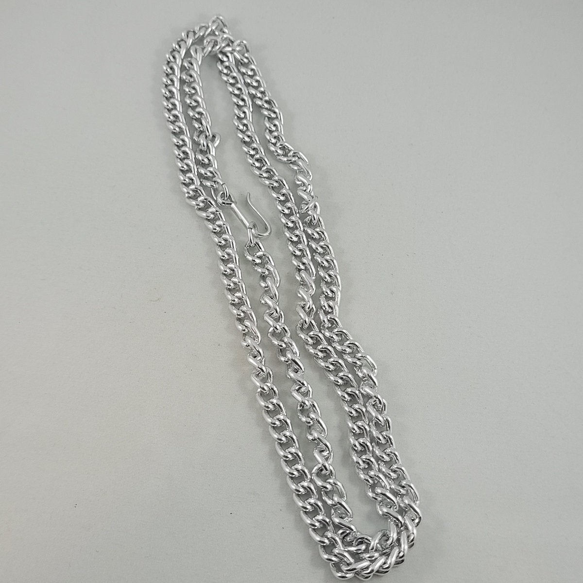 Chunky Lightweight Aluminum Link 8.2mm Curb Chain 39.5 Inch Rope Necklace Hook Clasp Front View