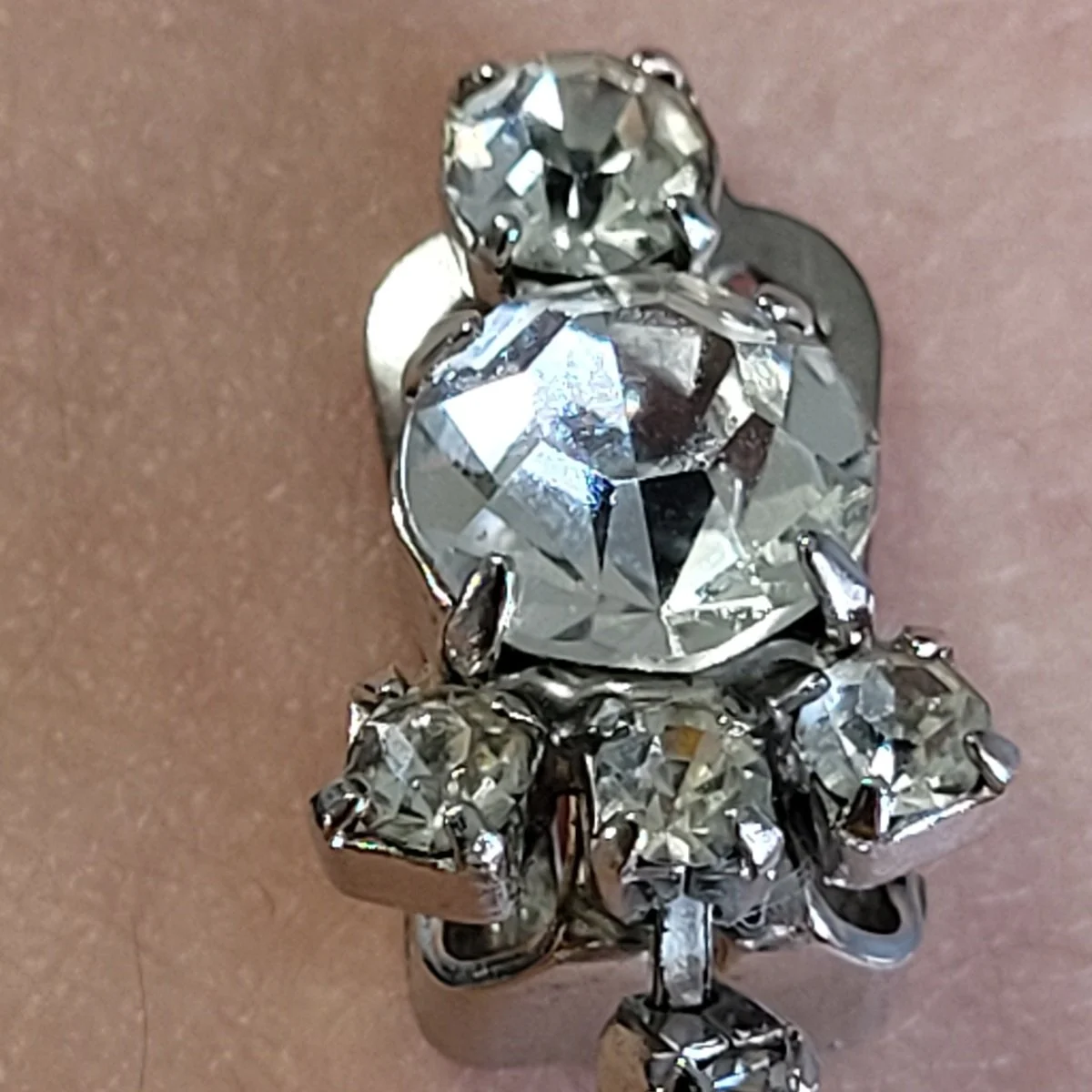 Sherman Attributed Mid-Century Austrian Clear Crystal Chandelier Drop Rhodium Plated Earrings -4.jpg (Copy)