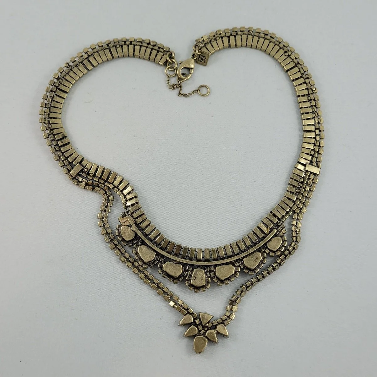 Banana Republic Clear Crystal Baguette Chaton Drop Pave Rhinestone Cup Chain Bib Necklace -3.jpg (Copy)