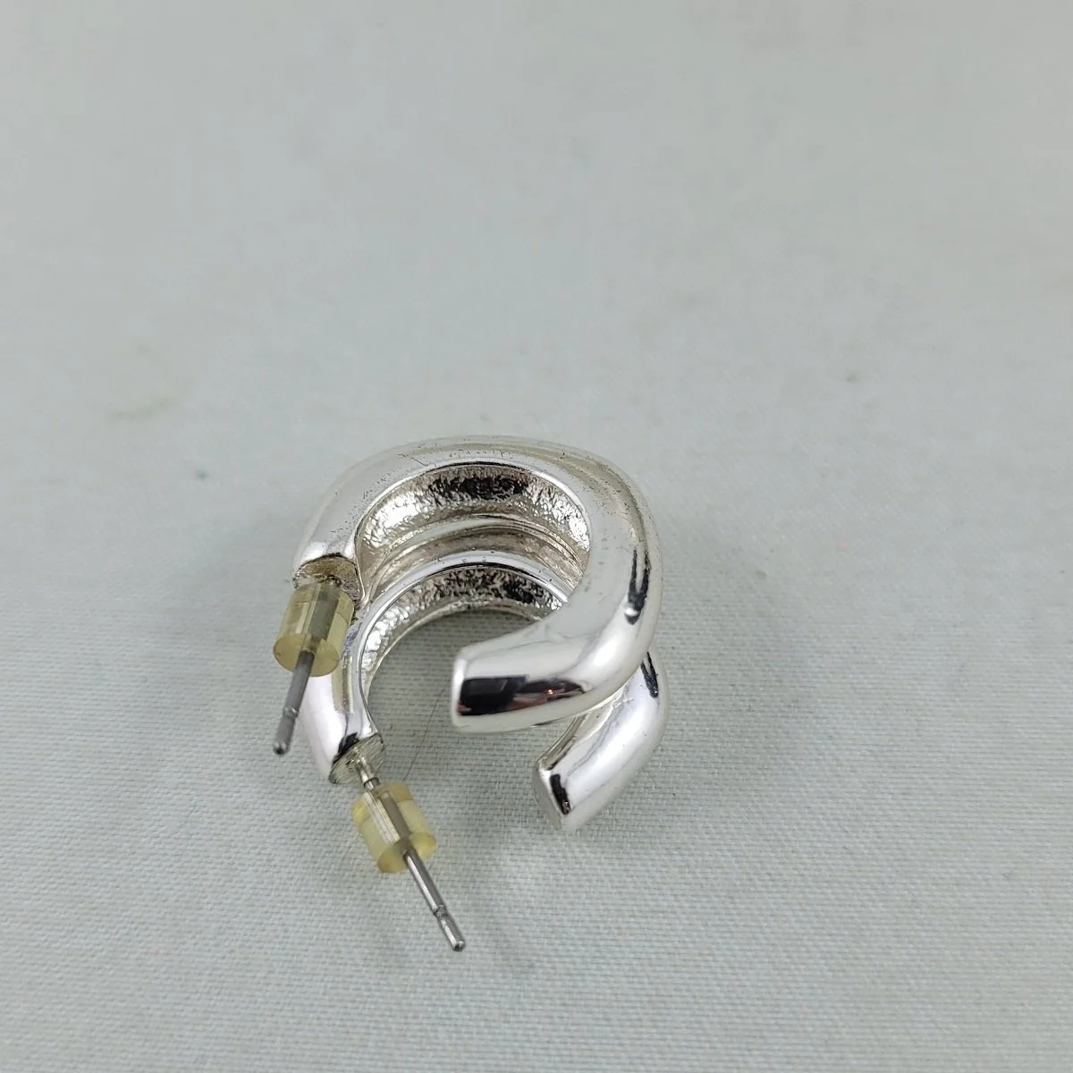 Electroform Sterling Silver Puffed Square Tube 34 Huggie Hoop Pierced Earrings -F.jpg
