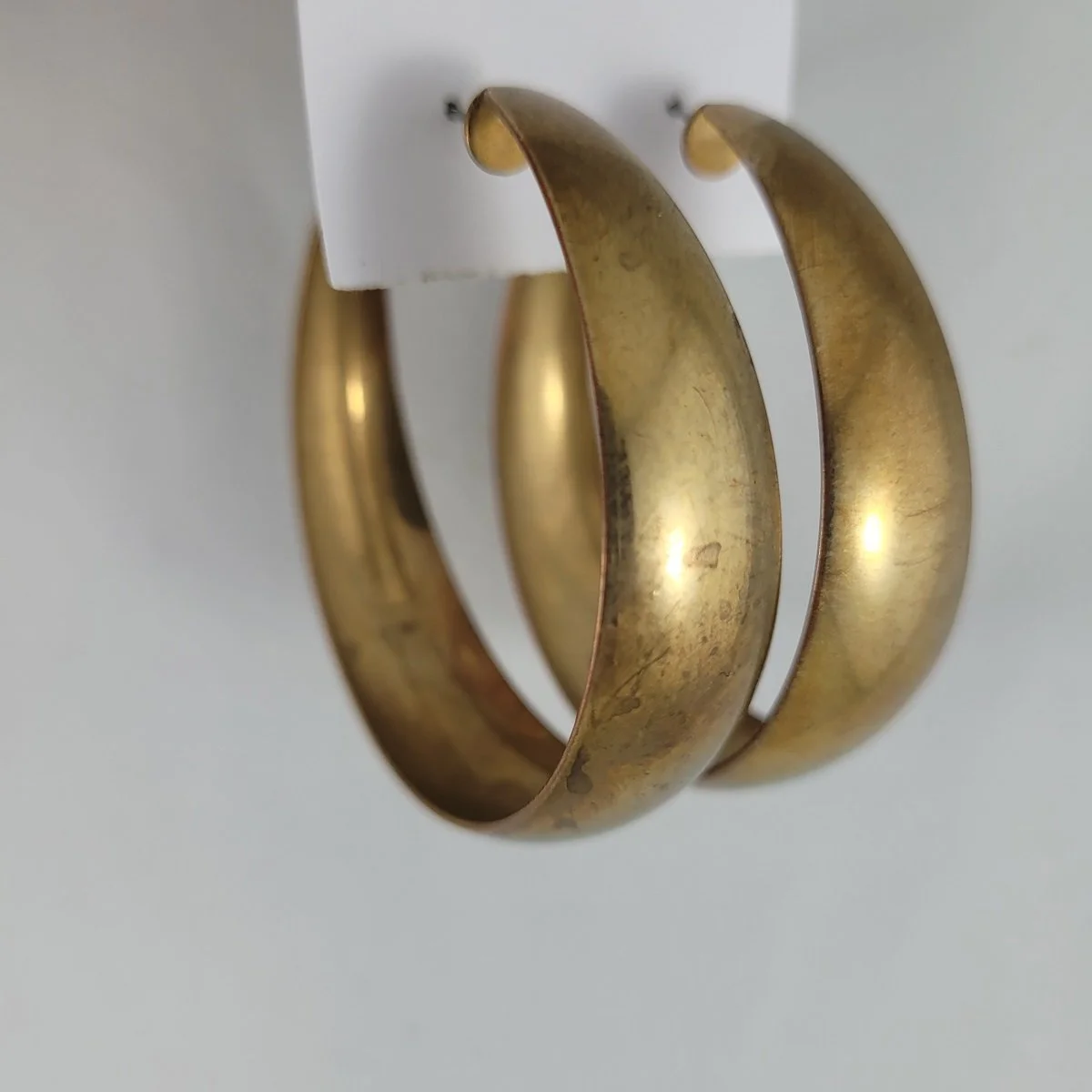 Oversized Brass-tone .625 Wide Domed 2.25 Inch Hoop Pierced Earrings -3.jpg