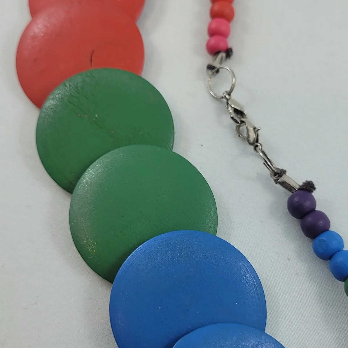 Handcrafted Multi Coloured Overlapping Flat Wood Disc Beads Colour Block Beaded Princess Necklace -9.jpg (Copy)
