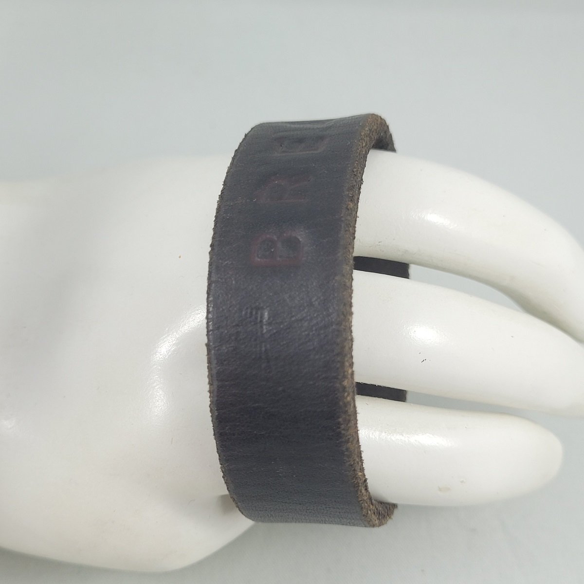 Personalized Name 'BREA' Impressed .75 Inch Brown Leather Strap Snap 7.5 Inch Bracelet Side