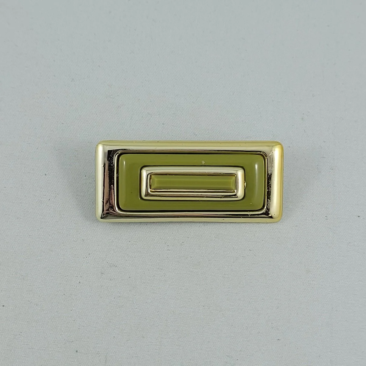 Art Deco Geometric Chartreuse Gold Layered Plastic 2.125 Inch Rectangular Pyramid Brooch