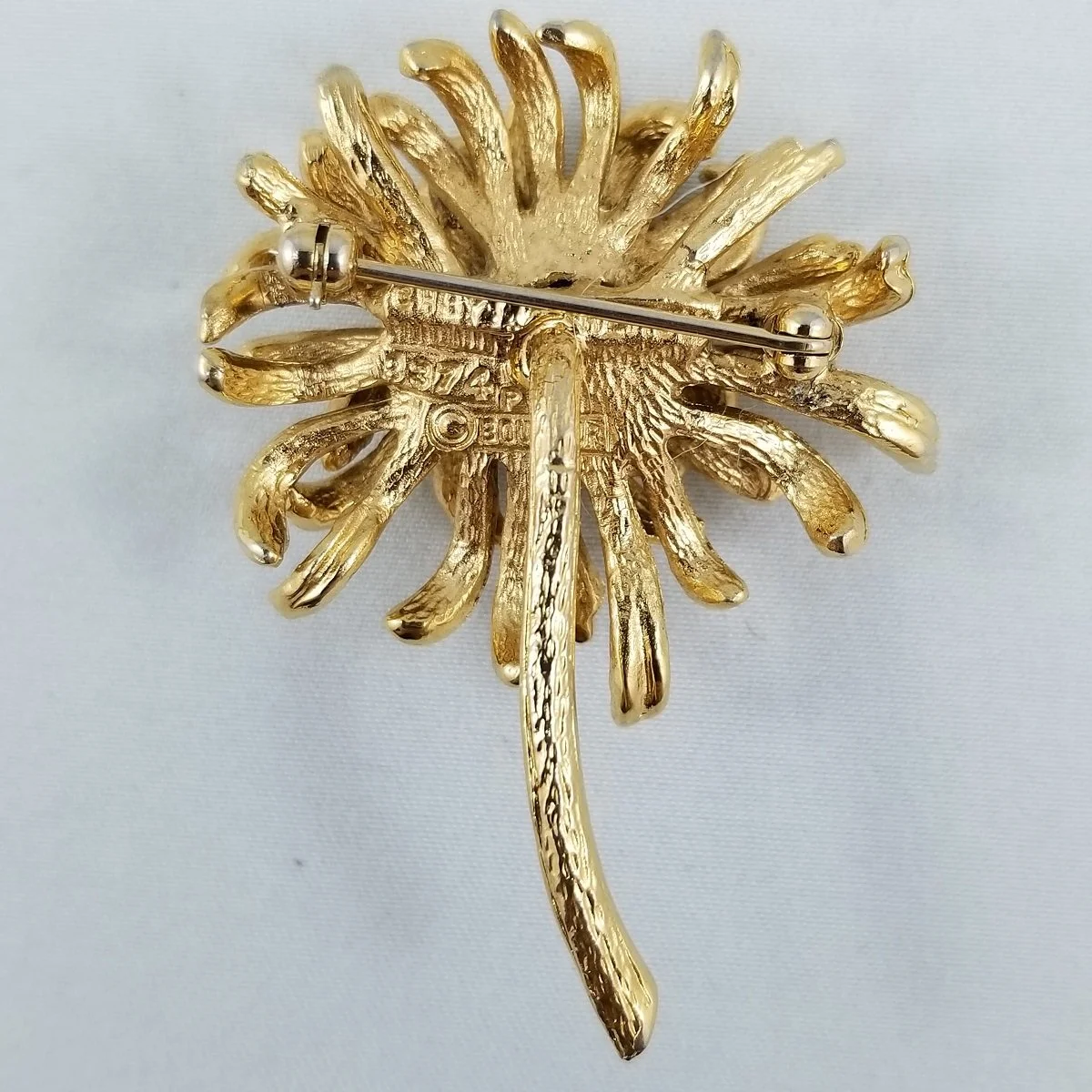 Marcel Boucher October Chrysanthemum Flower of the Month Cultured Pearl Gold Brooch -4.jpg