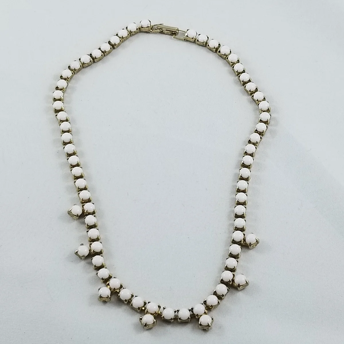 Coro 1940's Milk Glass Waterfall Fringe Gold-Tone Necklace.jpg