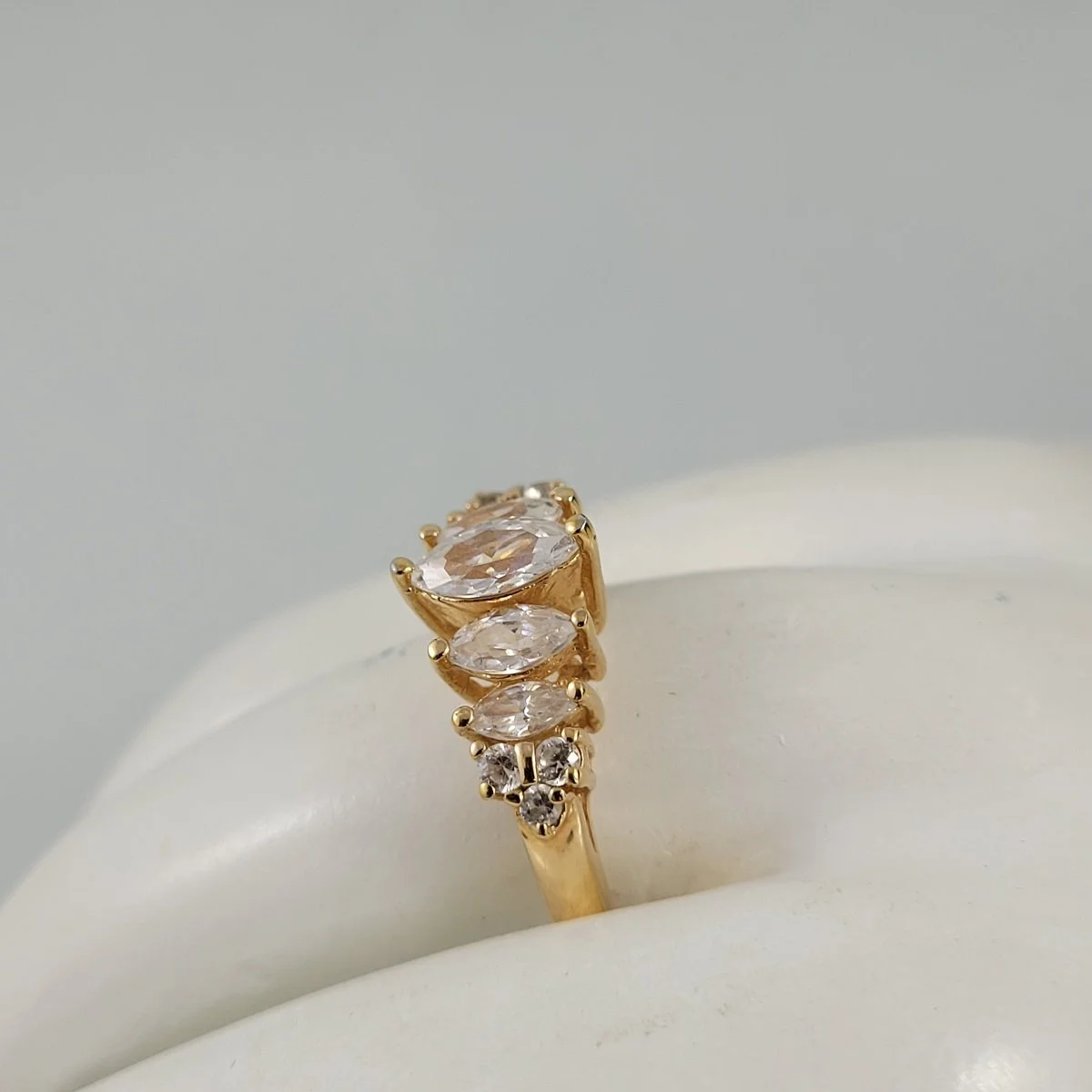 Avon LJ Gold Plate Simulated Multi Marquise Diamond Trio Accent Ring Sz 7 -7.jpg (Copy)
