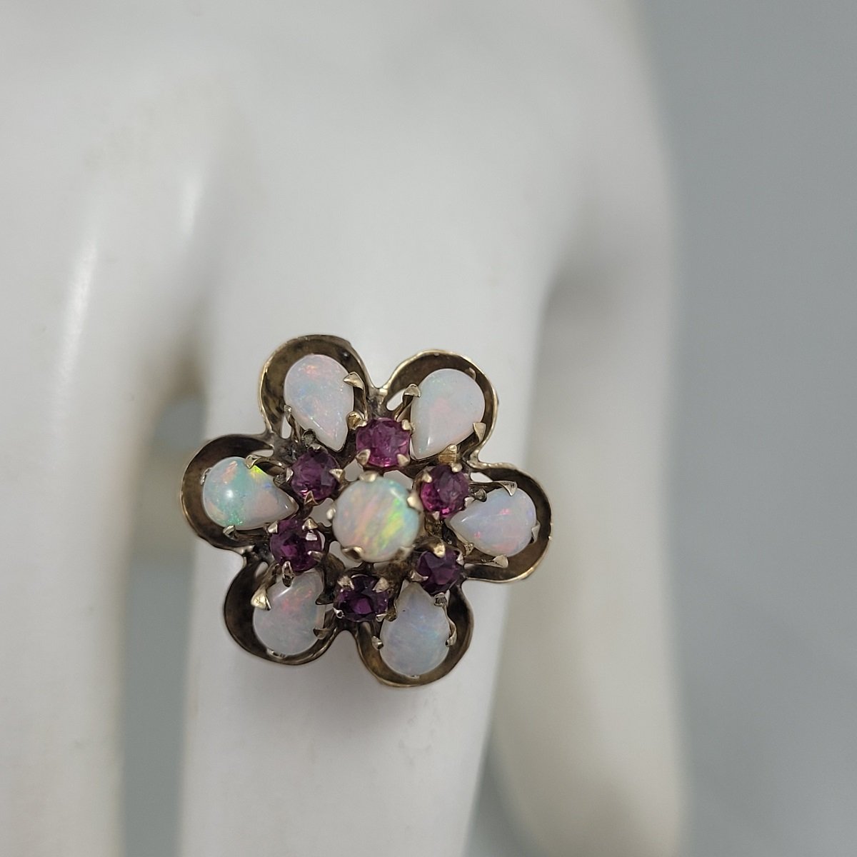 Thai Princess Harem Solid 10K Gold Australian Fire Opal & Ruby Ring Size 7 -11.jpg