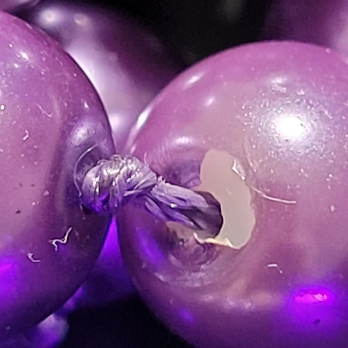 1980's Runway Coated Hefty Glass Metallic Concord Purple 9mm Pearl Bead Hand Knotted 61 Inch Super Sautoir Rope Necklace -B.jpg