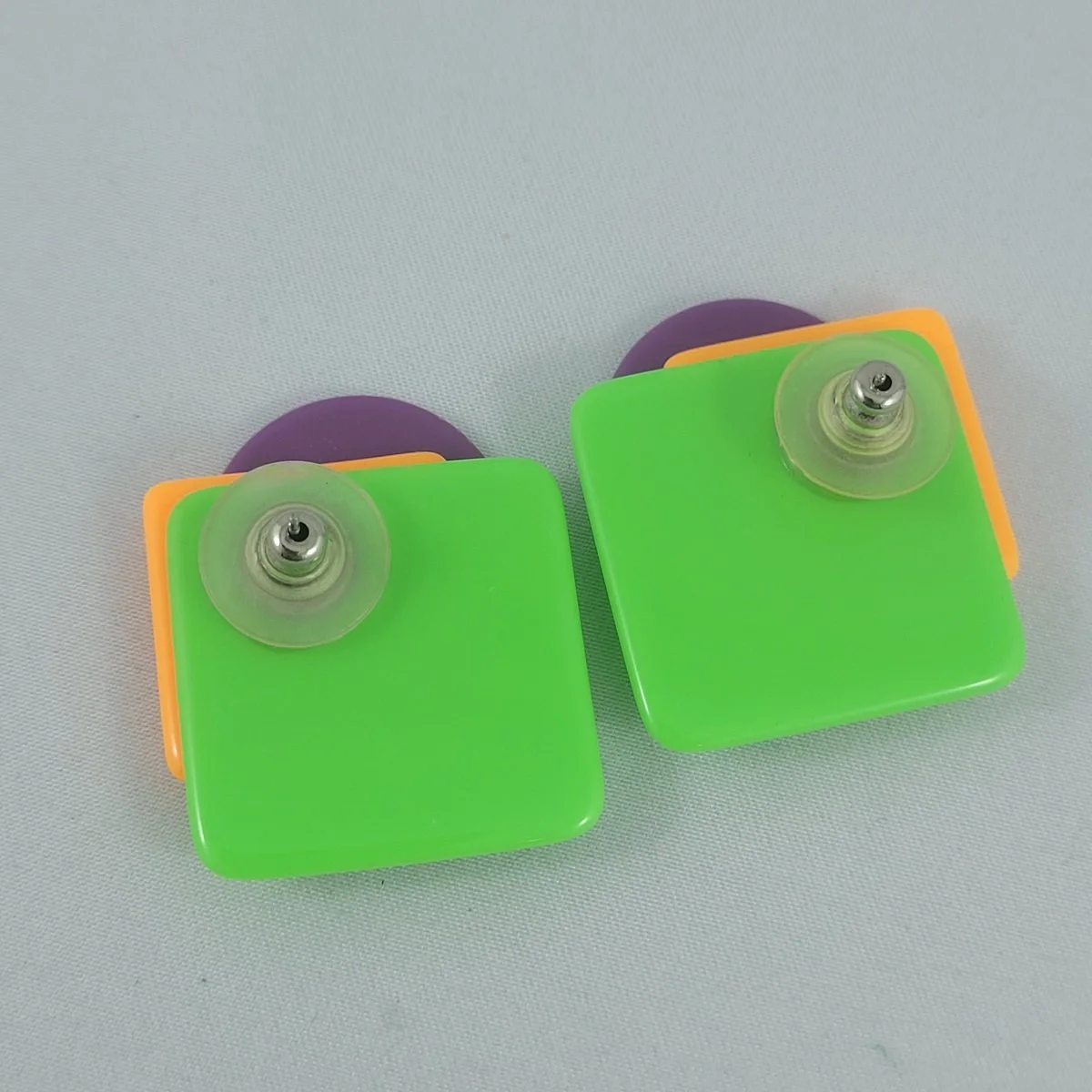 Triple Stacked Lucite Geometric Colour Block Pierced Earrings -2.jpg (Copy)