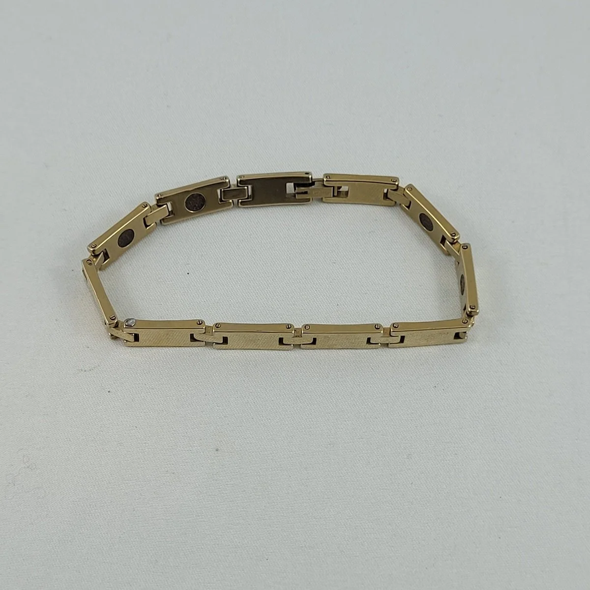 Tungsten Marked Unisex .25 Inch Gold Magnetic Energy 7.5 Inch Panel Bracelet