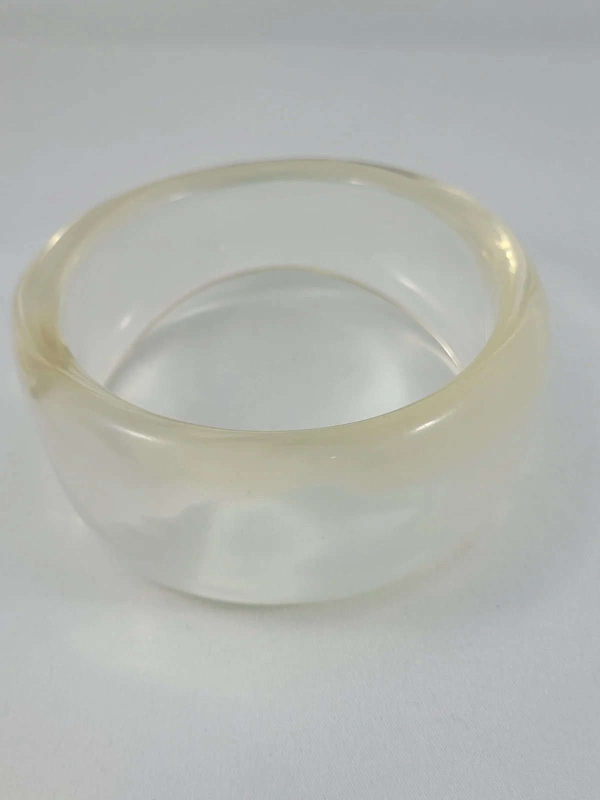Space Age 1960's Asymmetric Freeform Champagne Lucite Oversized Bracelet Bangle.jpg