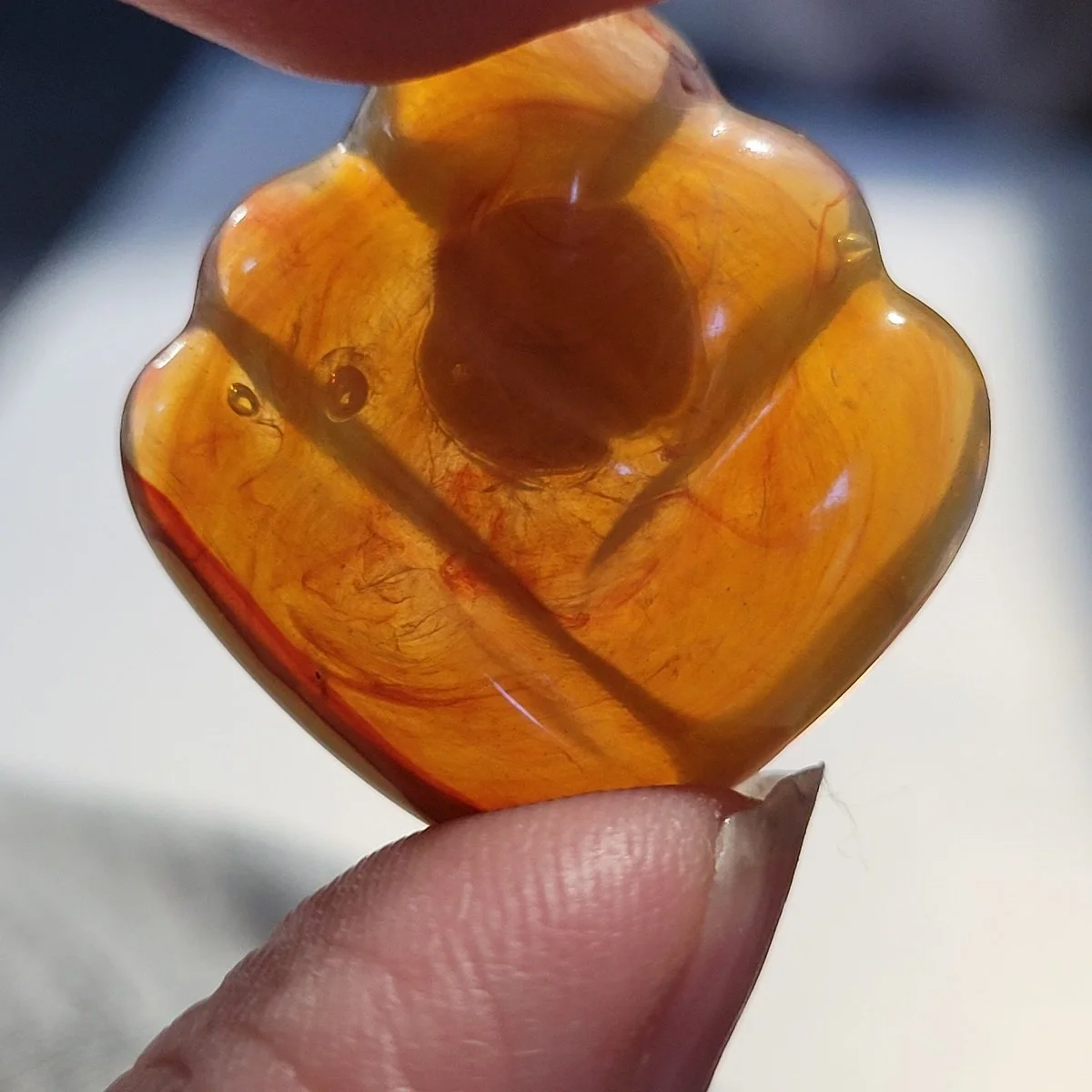 G Convert SA Oyonnax French Translucent Honey Amber Swirl Cushion Ribbon Rhodoid Pierced Earrings -9.jpg (Copy)