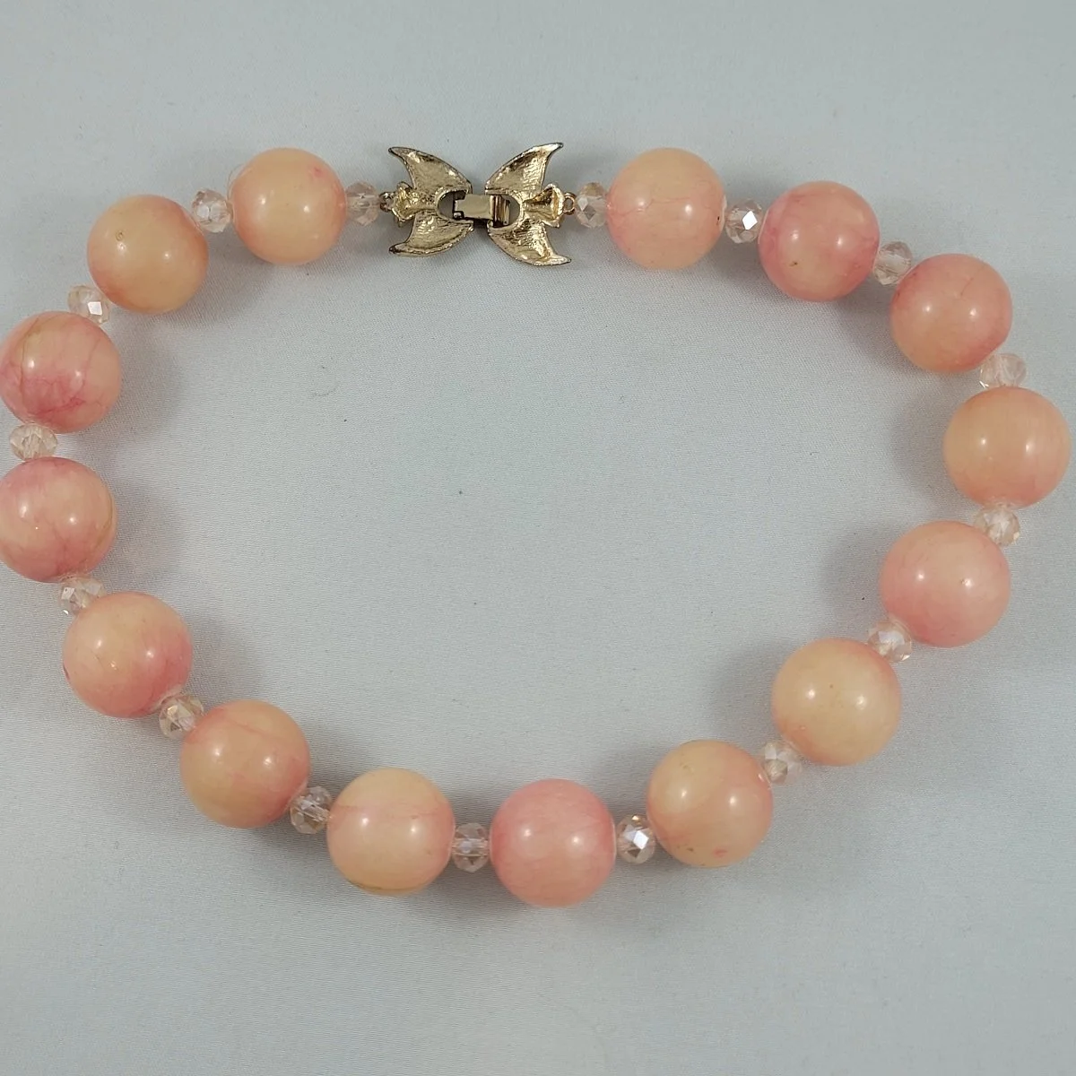 Hefty Polished Genuine Rose Quartz Gemstone Round Bead Faceted Clear Crystal Choker Necklace -2.jpg (Copy)