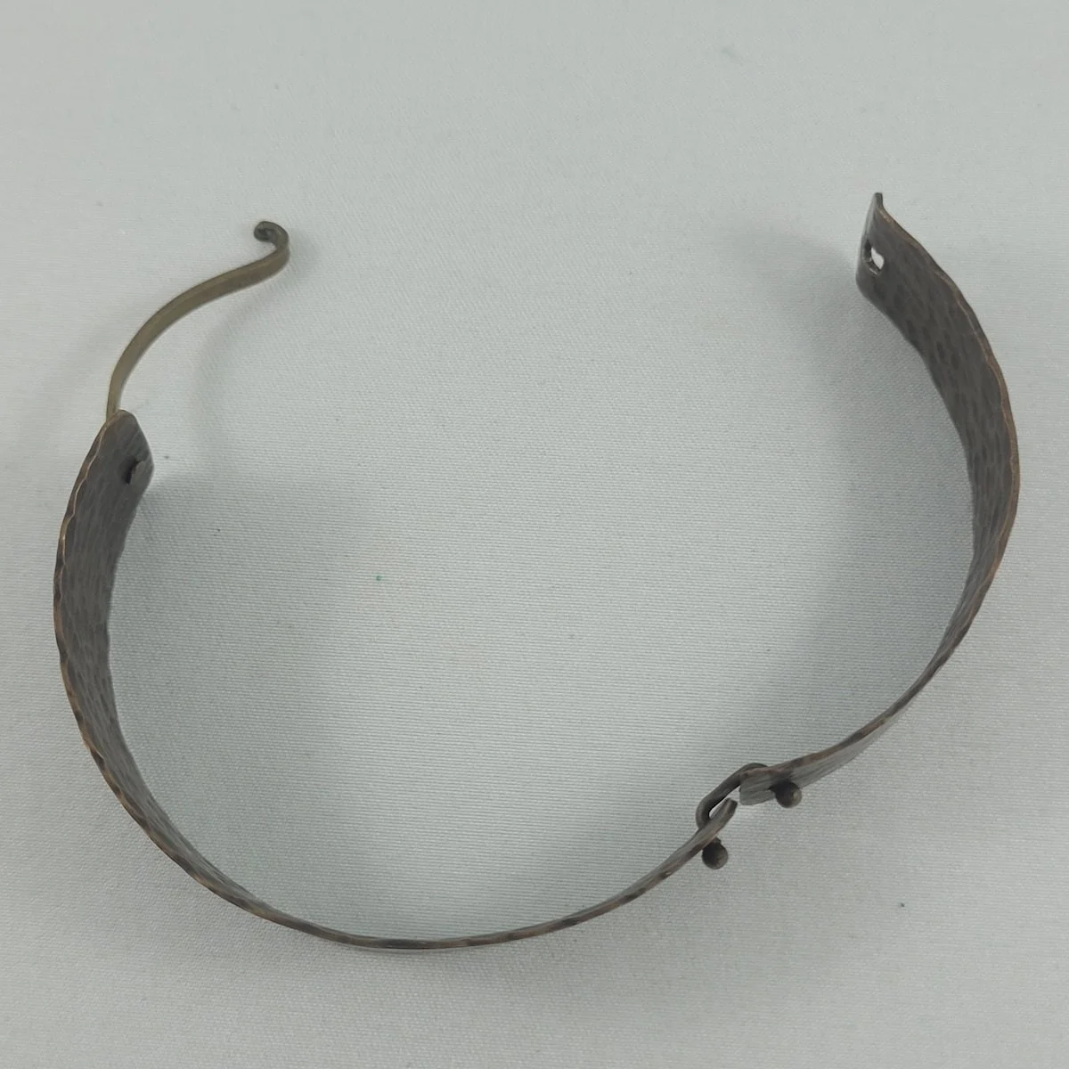 Artisan Mixed Metal Brutalist Steampunk Hammered Copper Brass Hinged Asymmetrical Panel Bracelet -7.jpg (Copy)