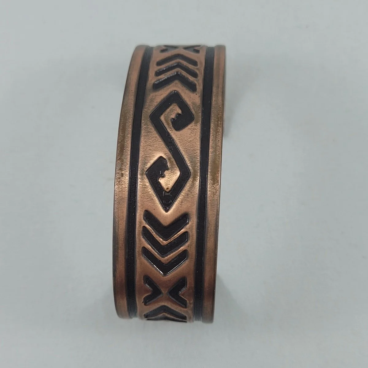 Sunbell Company Bell Trading Post Solid Copper Stamped Geometric Chevron Greek Key Southwestern Pattern Motif Cuff Bracelet -3.jpg (Copy)