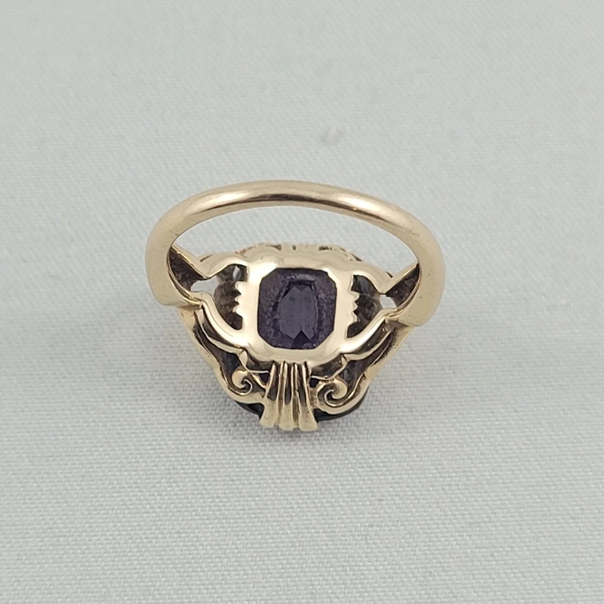 Crescent Jewelry Co. 1950's 10K Gold 7-Carat Class Step-Cut Amethyst Cathedral Crown Ring Size 5 -16.jpg (Copy) (Copy)