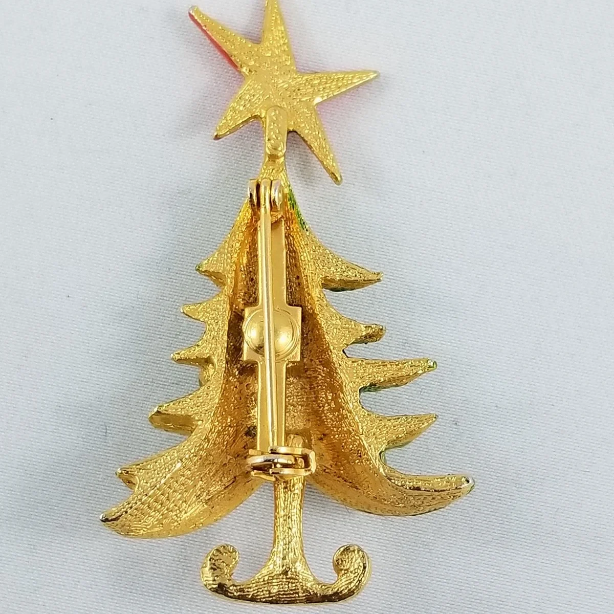 Coro Signed 1940's Whimsical Dr. Seuss Style Enamel Christmas Tree Brooch Rhinestone Pin -1.jpg