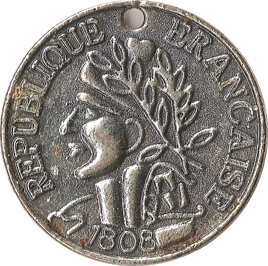 Republique Francaise Emperor Napoleon Bonaparte Coin Fringe Convertible 2 in 1 Head Piece Double Strand 22 Inch Matinee Silvertone Chain Necklace No Clasp -3.jpg (Copy)