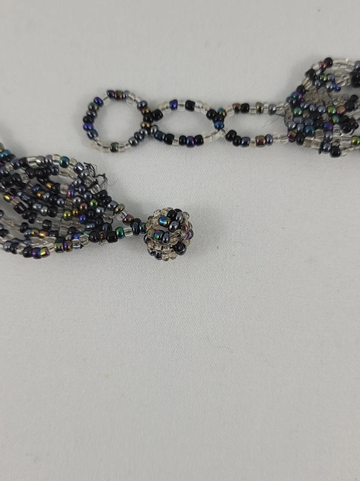 Couture Stanley Hagler Style 1980's Black Onyx and Hematite Multi-Strand Festoon Necklace -7.jpg