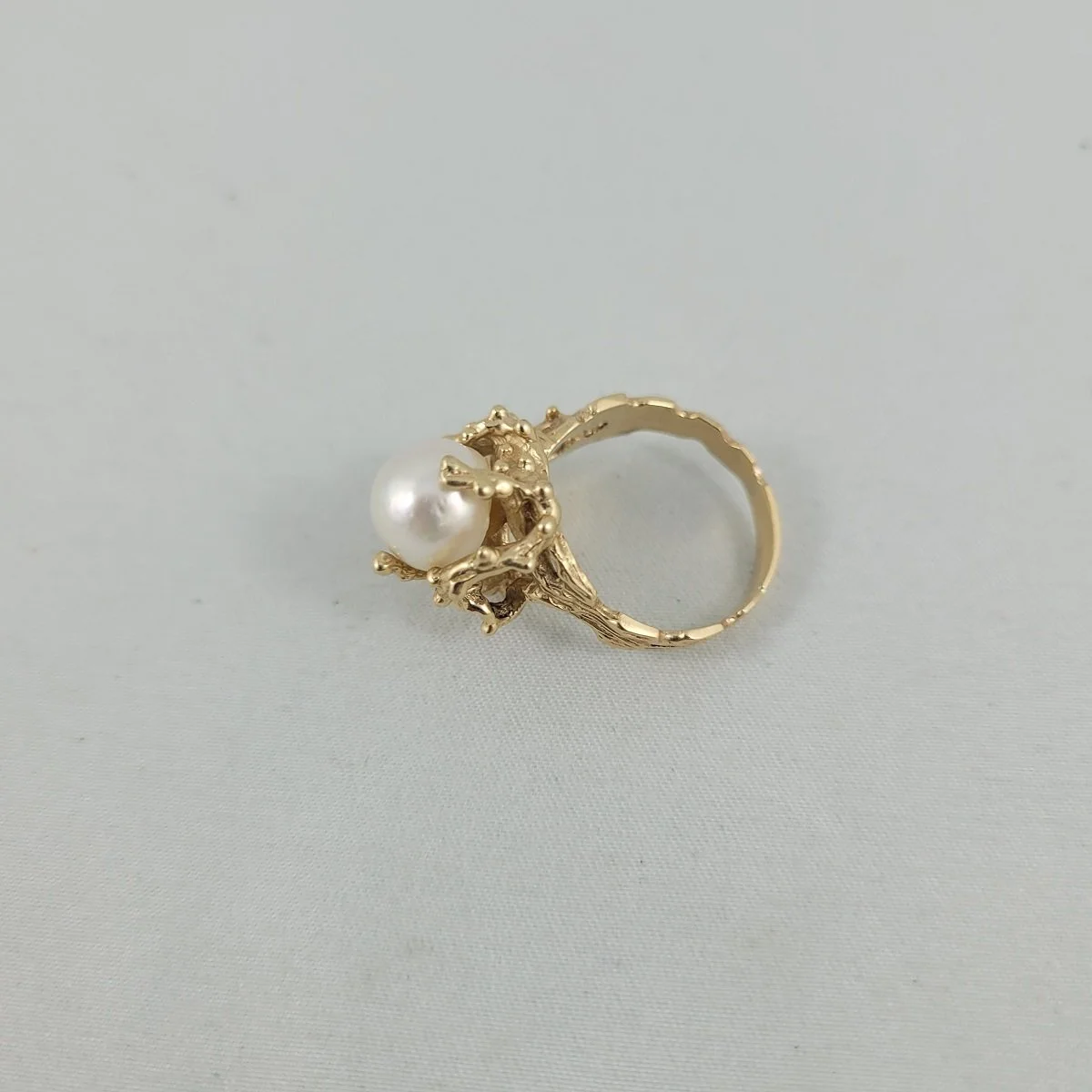 Organic Brutalist 14k 585 Gold Genuine Baroque Pearl Ring Sz 7 Pendant Pierced Earrings Demi Parure Set -1.jpg