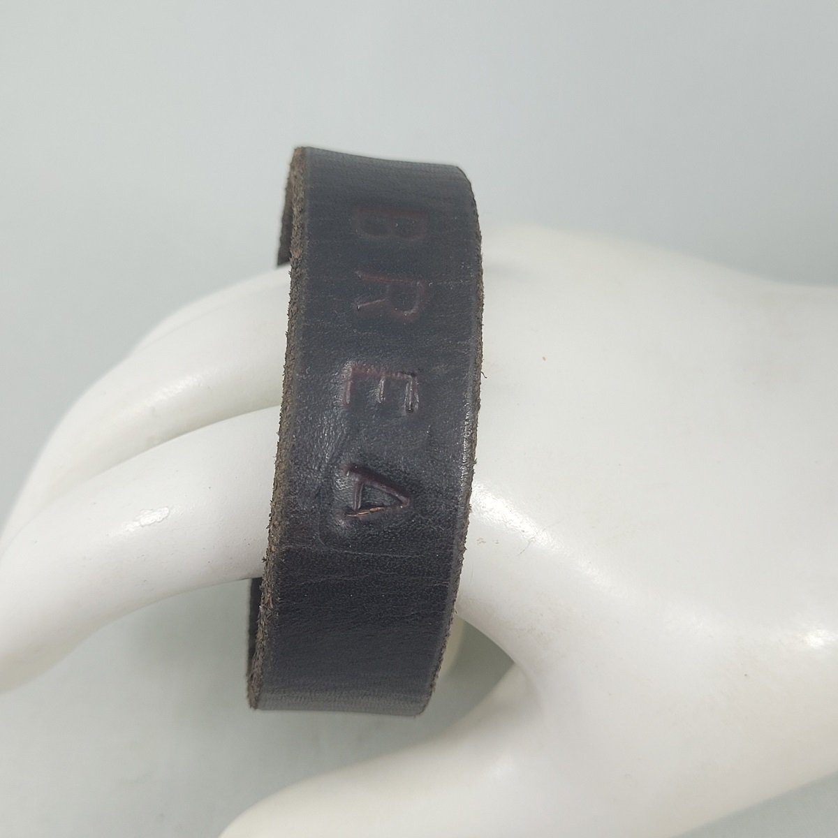 Personalized Name 'BREA' Impressed .75 Inch Brown Leather Strap Snap 7.5 Inch Bracelet