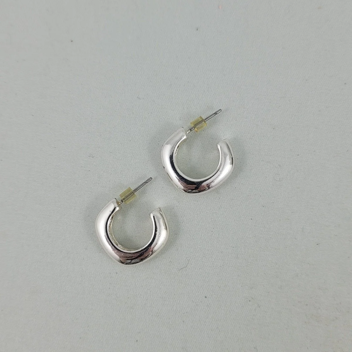 Electroform Sterling Silver Puffed Square Tube 34 Huggie Hoop Pierced Earrings -B.jpg