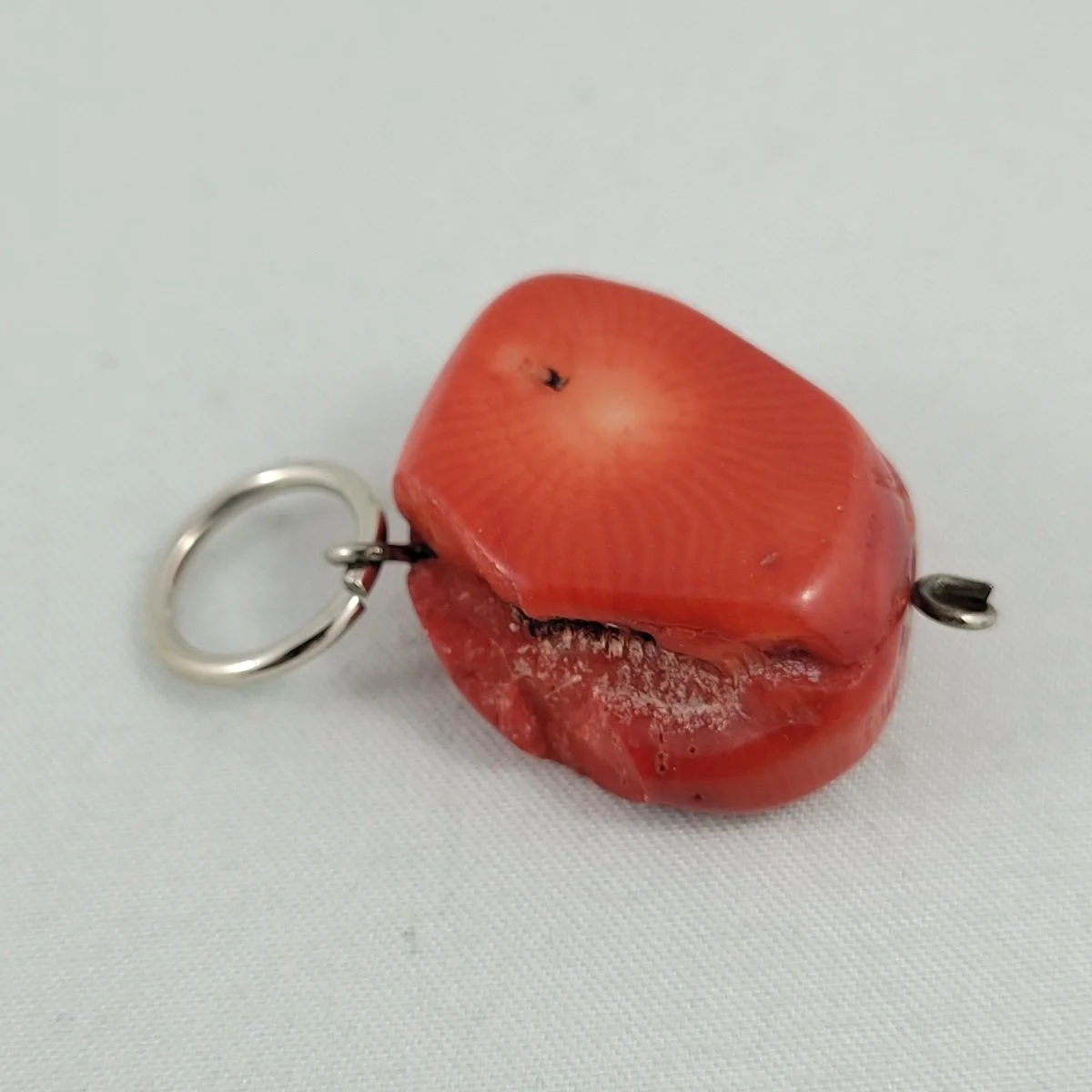 Genuine Dyed Coral Freeform Nugget Silver-tone Pendant Drop -3.jpg