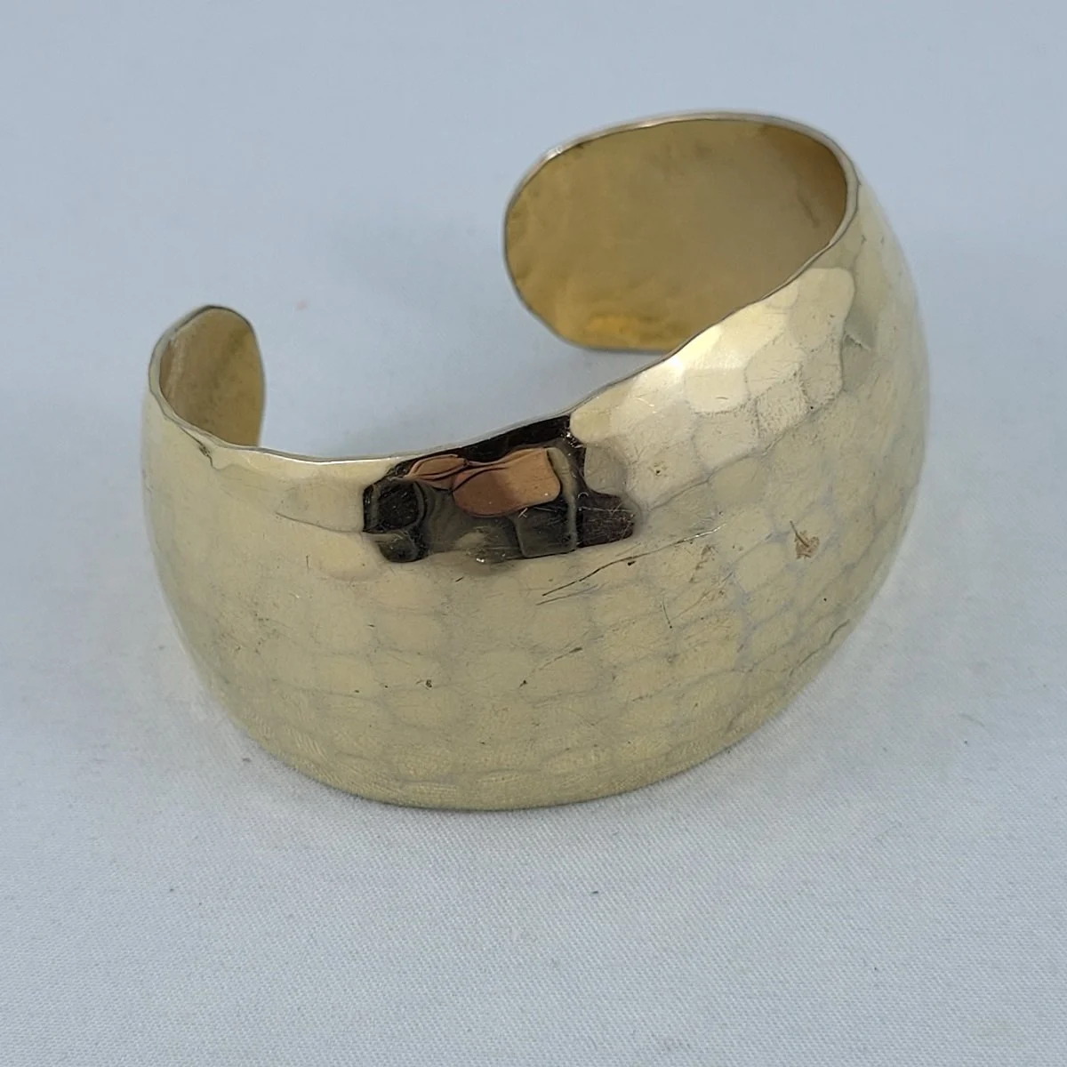 Designer Quality Multi Faceted Hammered Sparkling Golden Brass Slightly Tapered Domed Cuff Bracelet -1.jpg