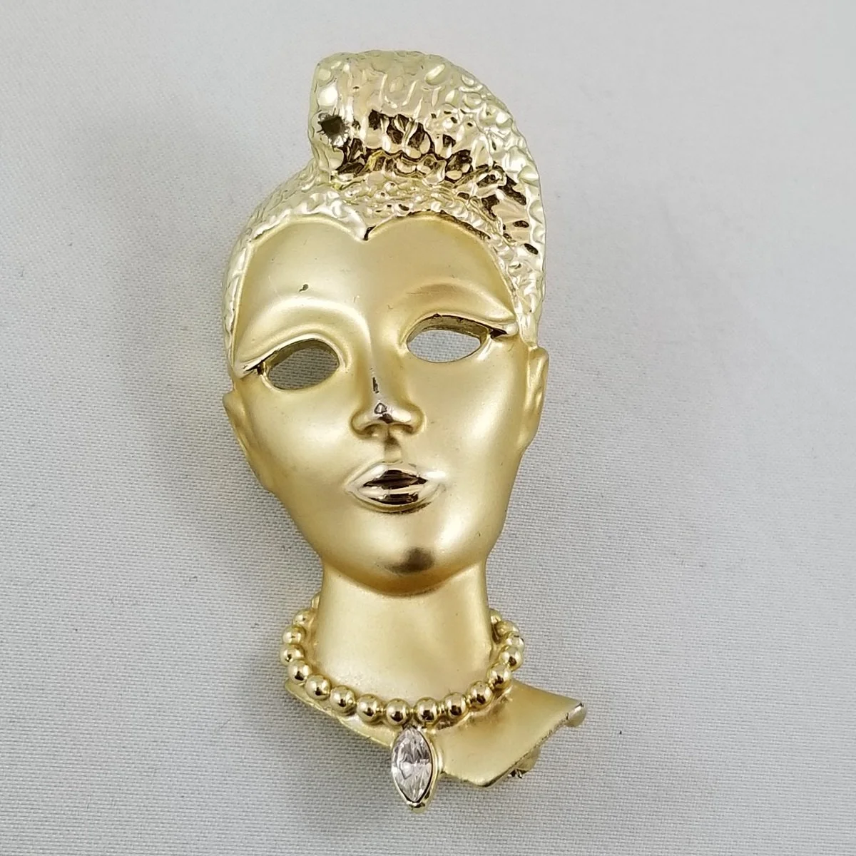 Art Deco Revival Goddess Dual-Finish Gold-tone Masquerade Brooch.jpg