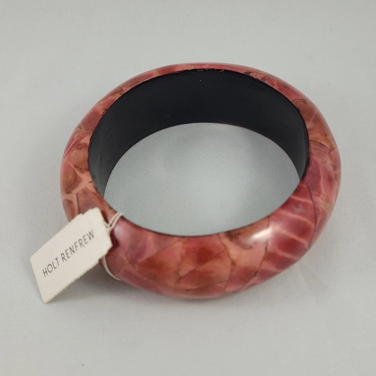 Holt Renfrew Mosaic Wood Resin Wide Domed Bangle Bracelet.jpg (Copy)