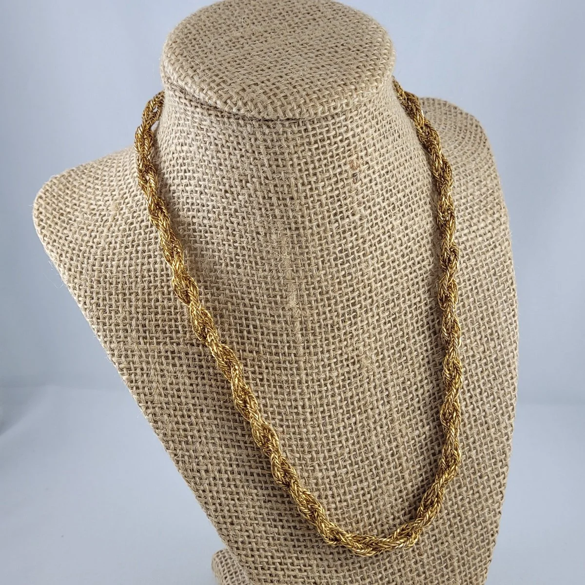 Hong Kong 1960's Gold Double Strand 6mm Twist Wheat Chain End Cap 19 Inch Necklace -2.jpg (Copy)