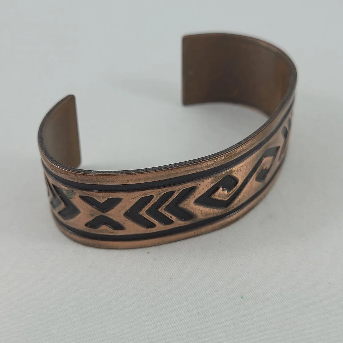 Sunbell Company Bell Trading Post Solid Copper Corinthian Stamped Geometric Chevron Greek Key Southwestern Pattern Motif Cuff Bracelet -2.jpg (Copy)