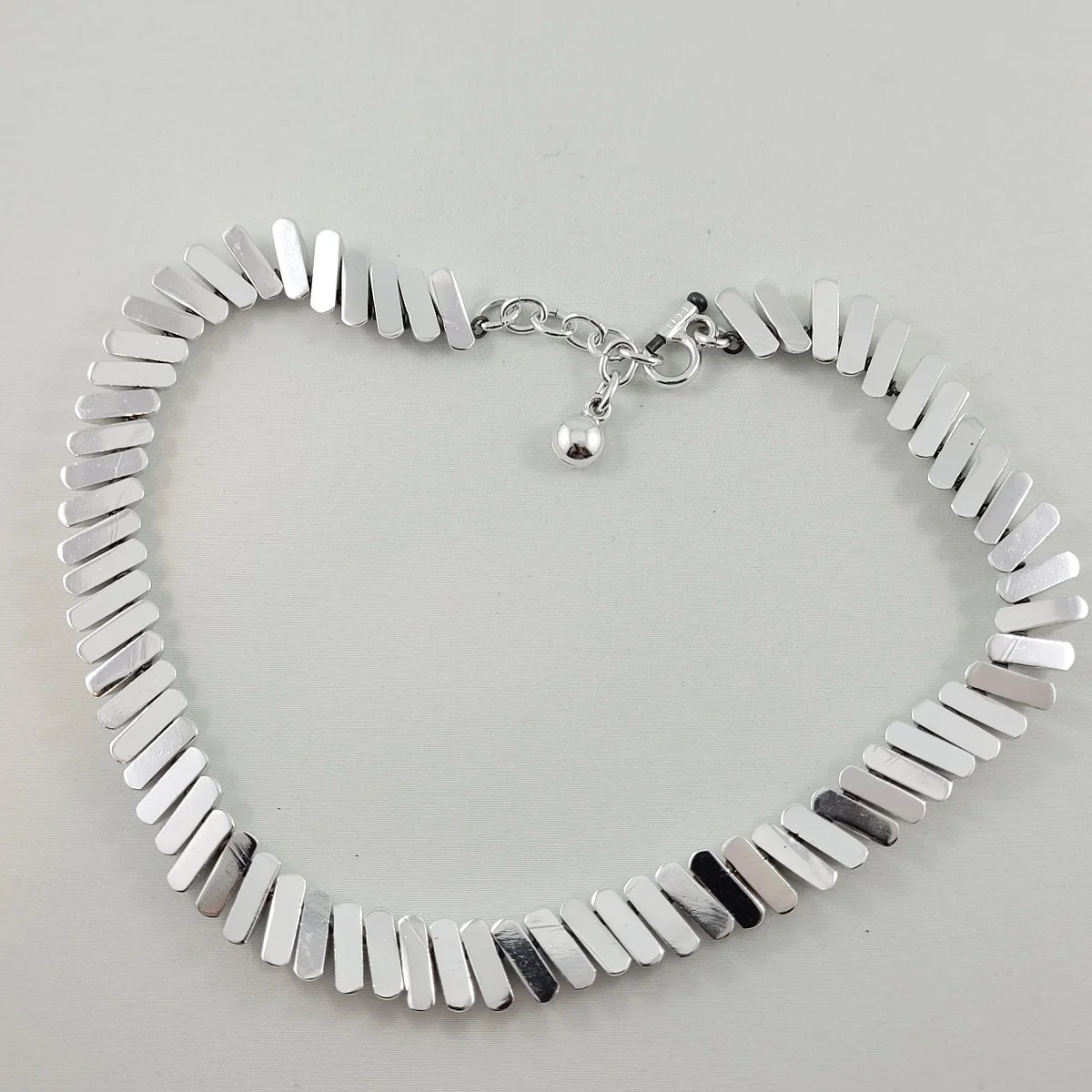 DGM Belibon Modernist Electroform Sterling Silver Crescent Wedge Bead Choker Necklace Backside (Copy)