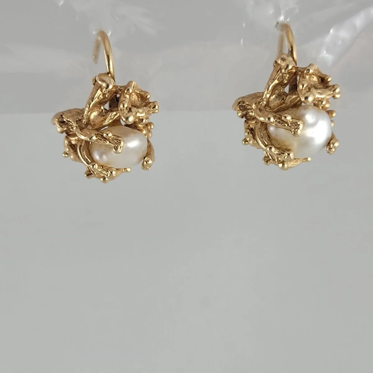 Kirchner & Renich 14K Gold Brutalist Baroque Pearl Ring Pendant Earrings Demi-Parure Set Size 7 -3.jpg (Copy)