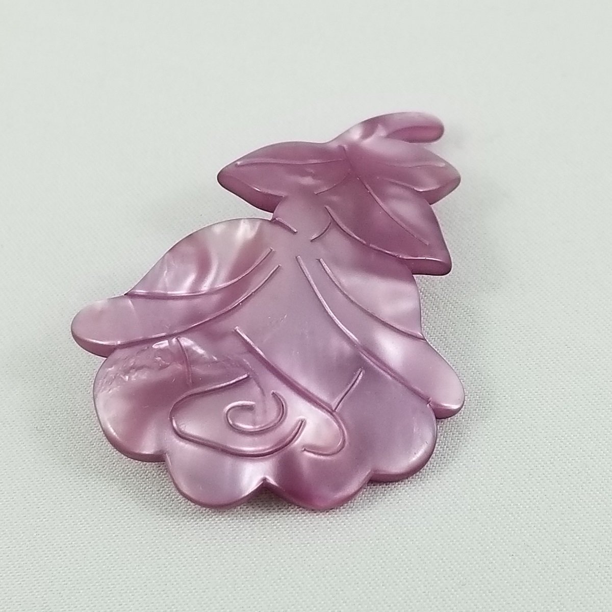 Lea Stein Attributed Purple Silk Rhodoid Incised Domed Rose Brooch -1.jpg