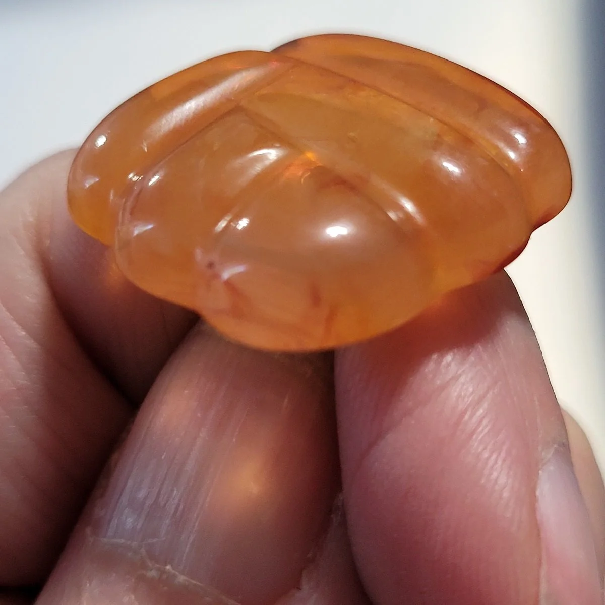 G Convert SA Oyonnax French Translucent Honey Amber Swirl Cushion Ribbon Rhodoid Pierced Earrings -7.jpg (Copy)